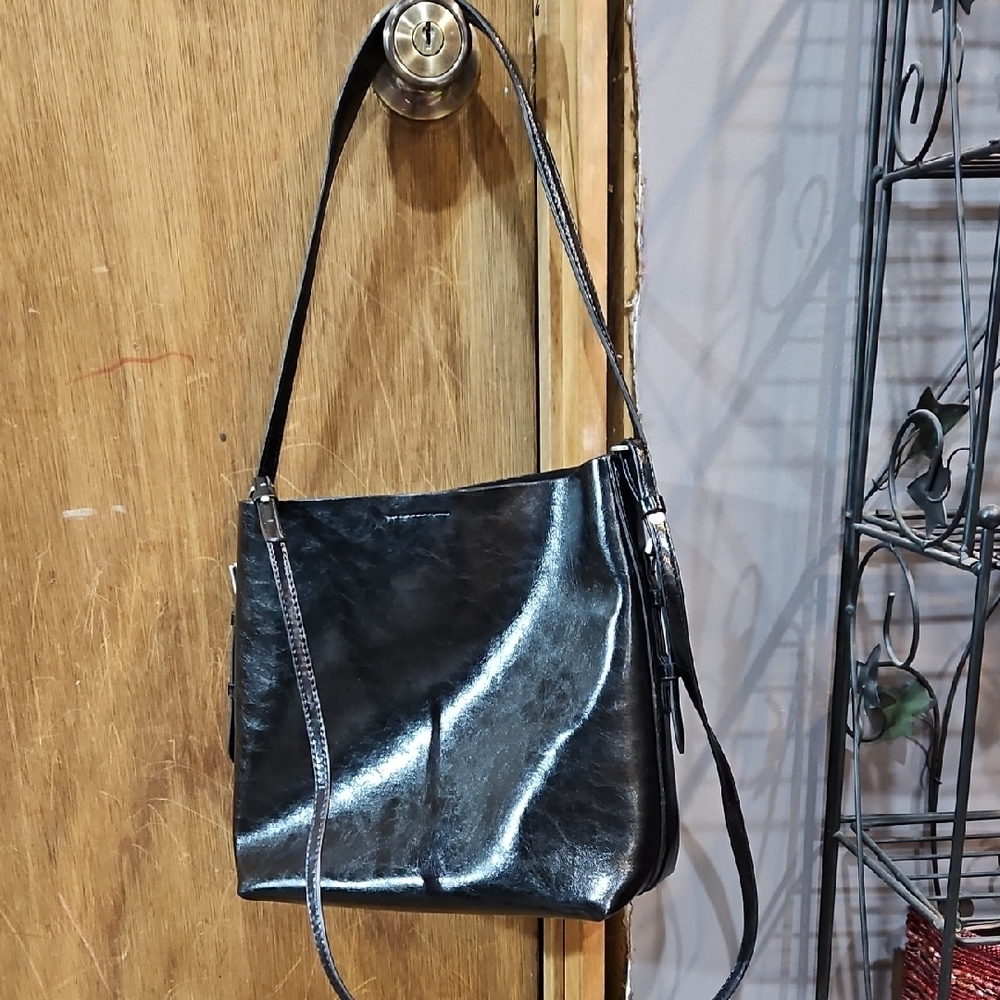 Zara Shiny Black Shoulder Bag